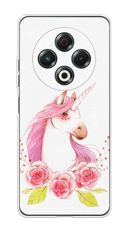 

Чехол на Tecno Spark 30 Единорог цветы, Белый;розовый;серый, 309150-1