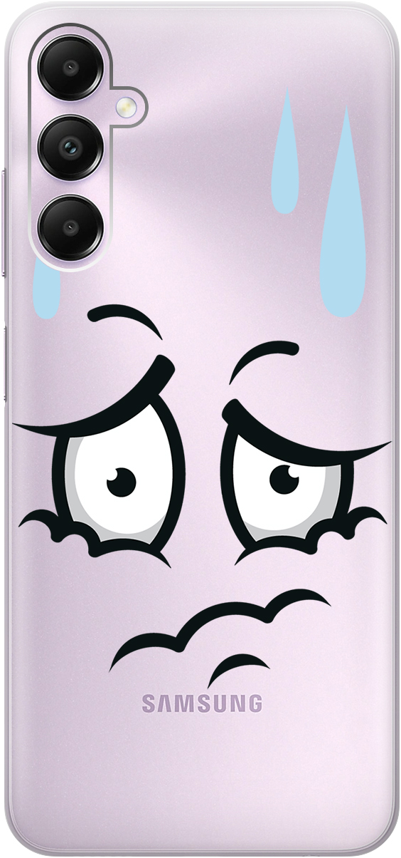 

Силиконовый чехол на Samsung Galaxy A05s "Confused Face", Прозрачный;белый;голубой, 20001456