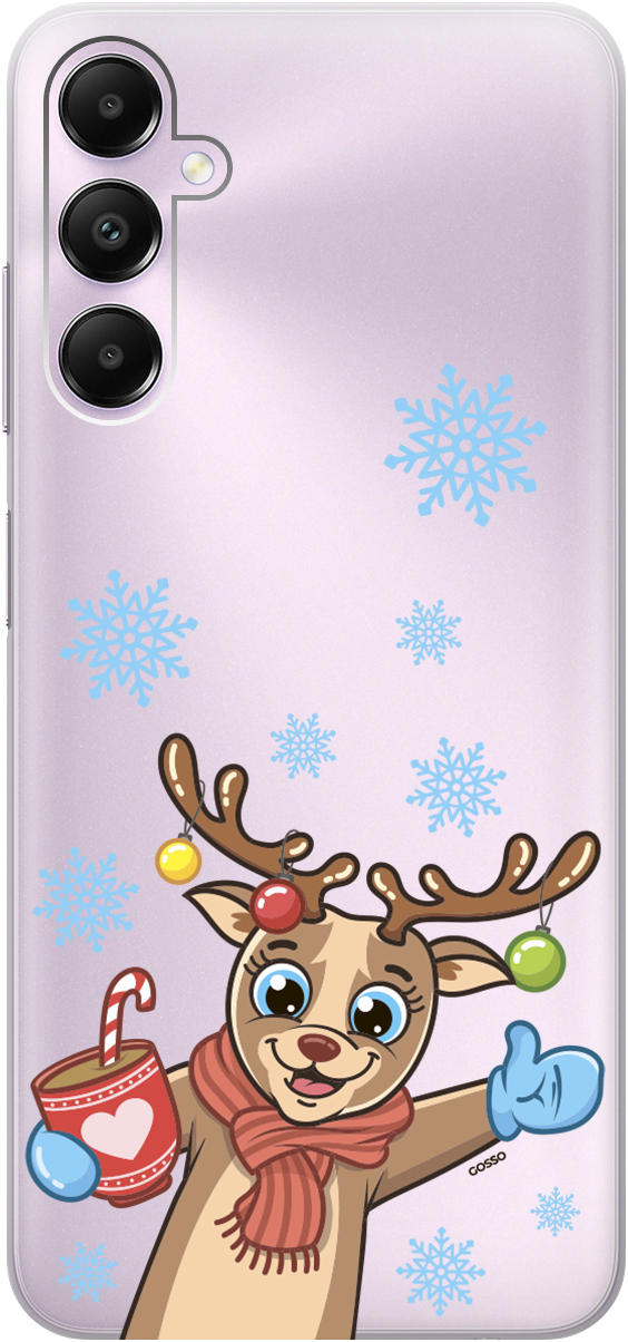 

Силиконовый чехол на Samsung Galaxy A05s "Christmas Deer", Прозрачный;красный;коричневый, 20001456