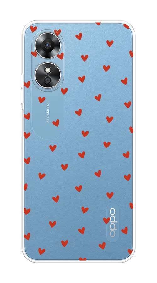 

Чехол на Oppo A17 "Red hearts", Красный;прозрачный, 2512050-1