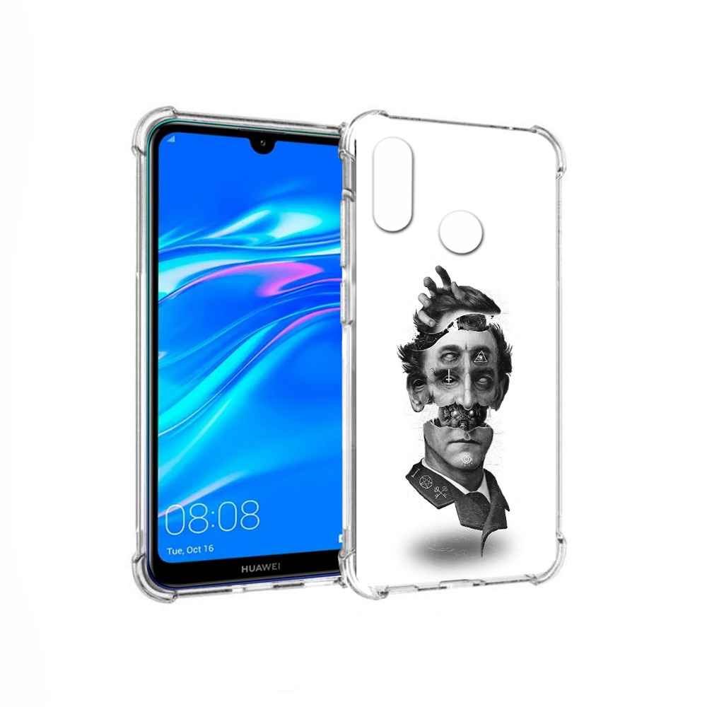 

Чехол MyPads Tocco для Huawei Y9 страшное лицо абстракция (PT227091.35.628), Прозрачный, Tocco