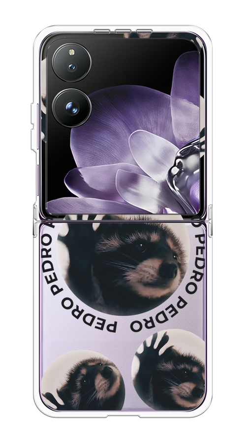 

Чехол на Xiaomi Mix Flip "Pedro енот", Черный;бежевый;прозрачный, 323150-1
