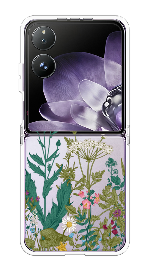 

Чехол на Xiaomi Mix Flip "Дикие полевые цветы", Зеленый;розовый;белый, 323150-1