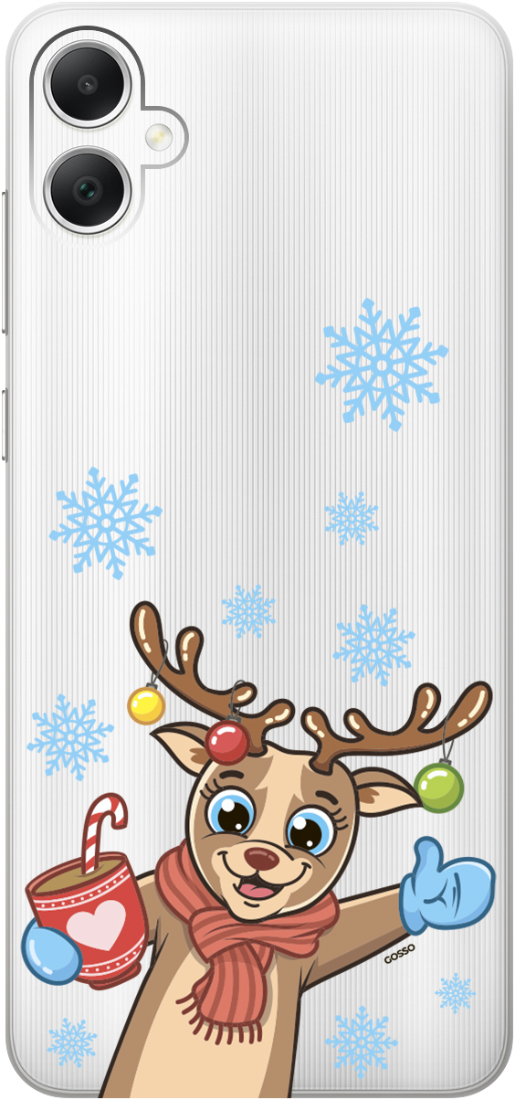 

Силиконовый чехол на Samsung Galaxy A05 "Christmas Deer", Прозрачный;красный;коричневый, 20001452