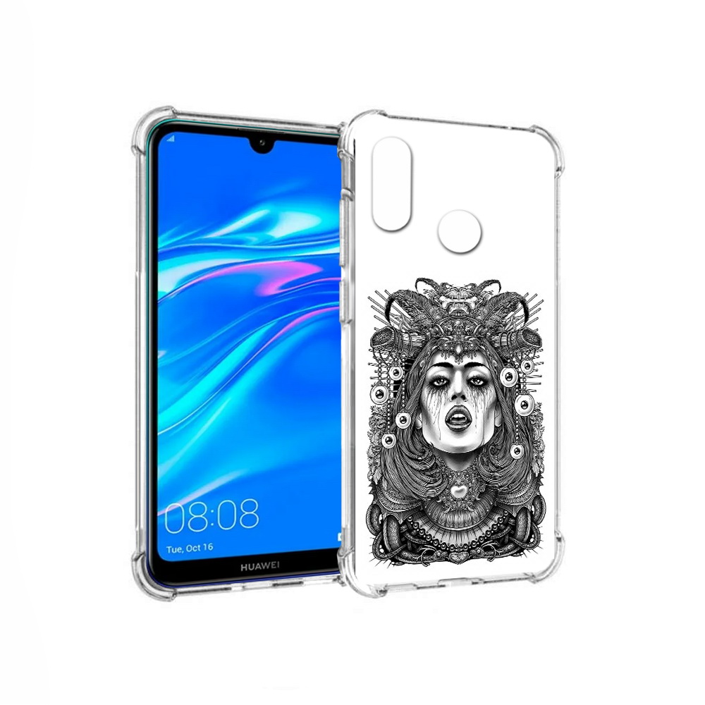 

Чехол MyPads Tocco для Huawei Y9 портрет девушки черно белый (PT227091.35.551), Прозрачный, Tocco