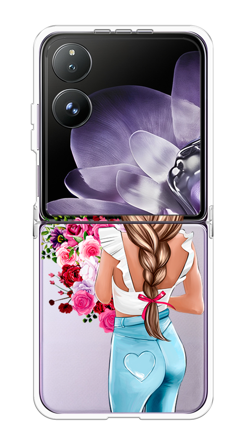 

Чехол на Xiaomi Mix Flip "Девушка с цветами", Коричневый;розовый;бирюзовый, 323150-1