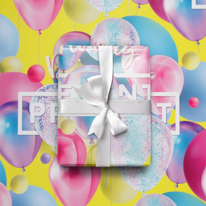 

Бумага упаковочная глянцевая «Birthday present», 50 × 70 см, Коллекция упаковки "С днем рождения!"