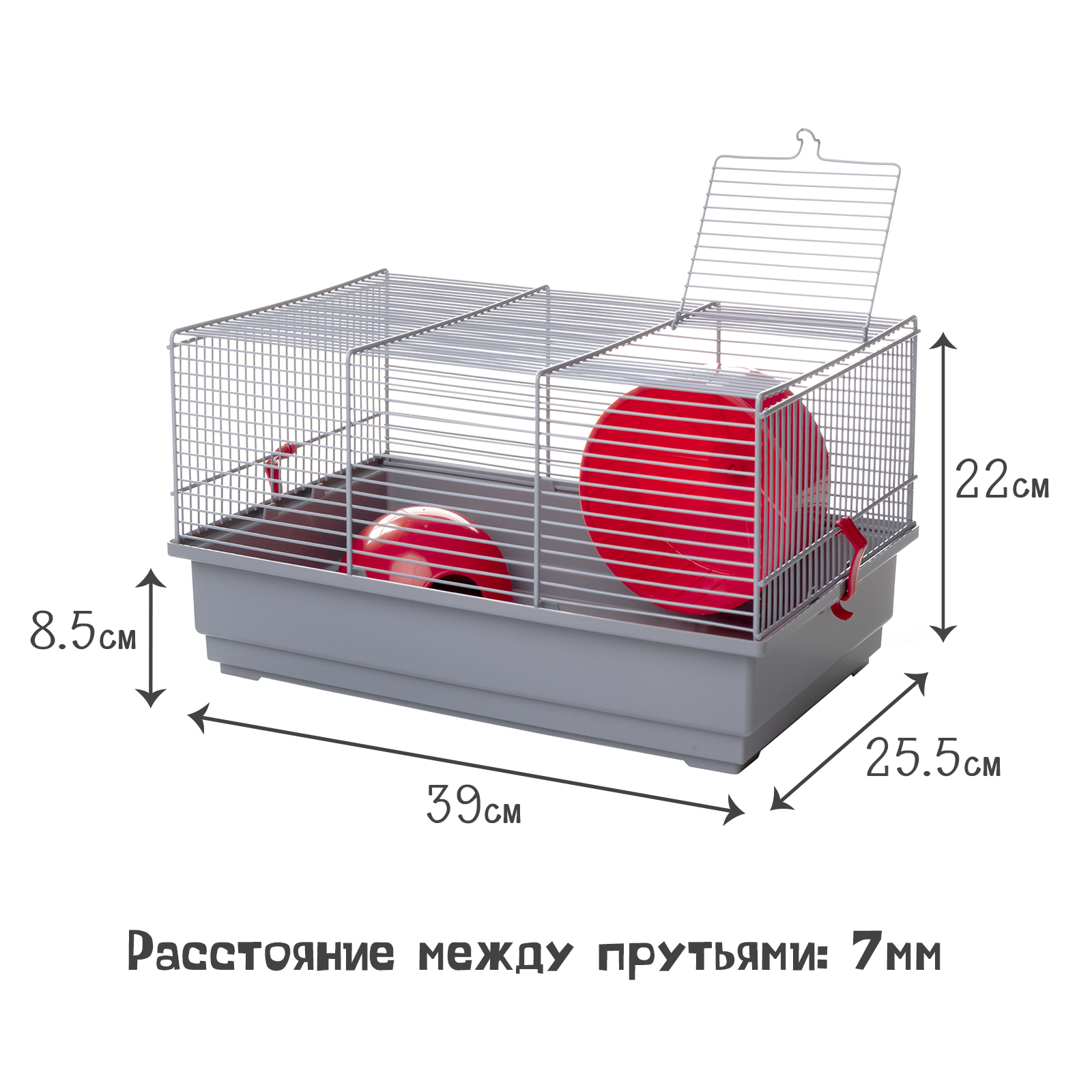 Клетка для грызунов Voltrega (113), красный, 39x25.5x22см