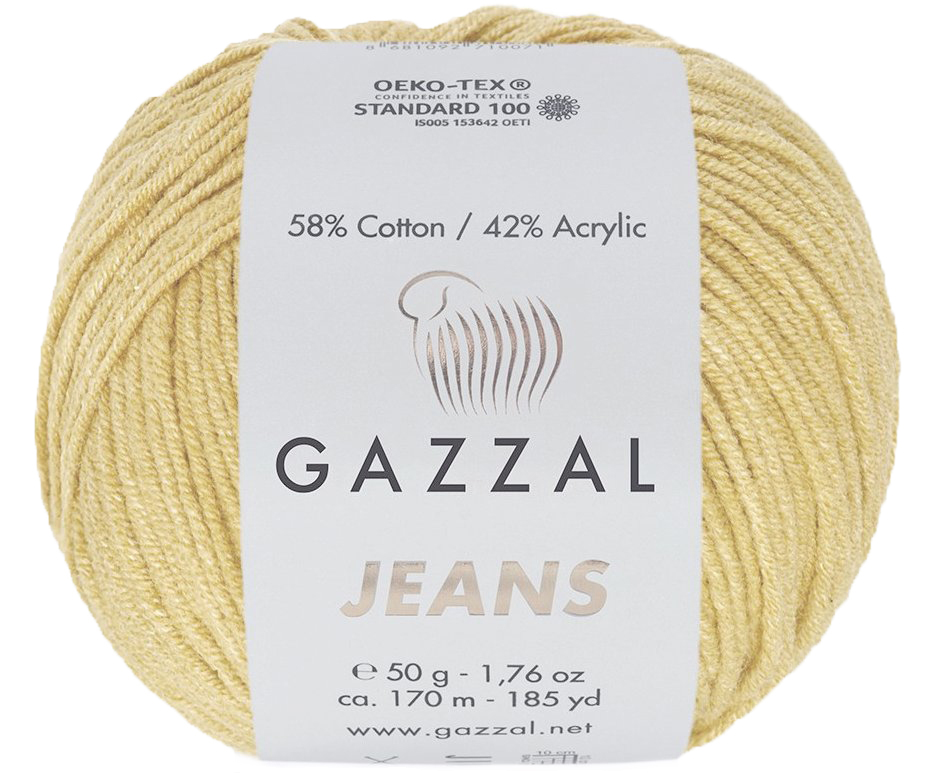 фото Пряжа gazzal jeans, цвет горчичный 1125 (2 мотка)