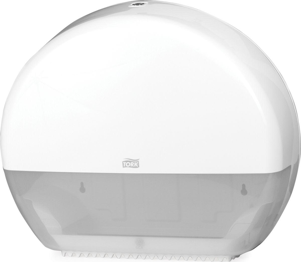 Диспенсер для туалетной бумаги 150х150х335 мм nextturn compact белый пластик tork 1/1