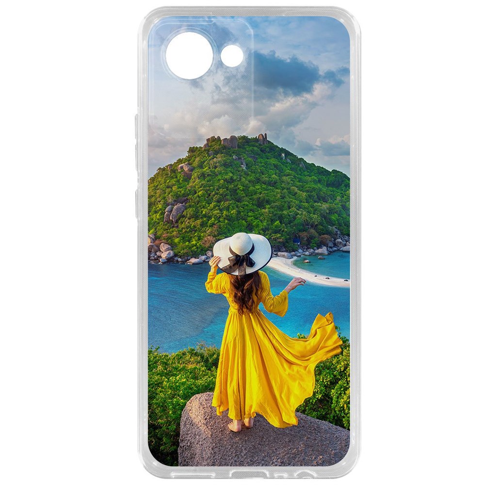 

Чехол-накладка Krutoff Clear Case Платье летнее женское для Realme C30, Прозрачный