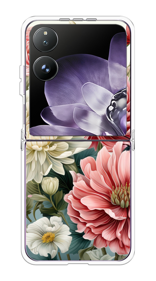 

Чехол на Xiaomi Mix Flip "Садовые цветы рисунок", Розовый;зеленый;белый, 323150-1