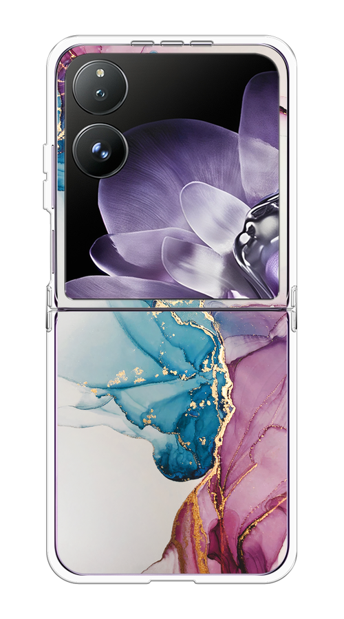 

Чехол на Xiaomi Mix Flip "Розовые разводы рисунок", Синий;розовый;золотистый, 323150-1