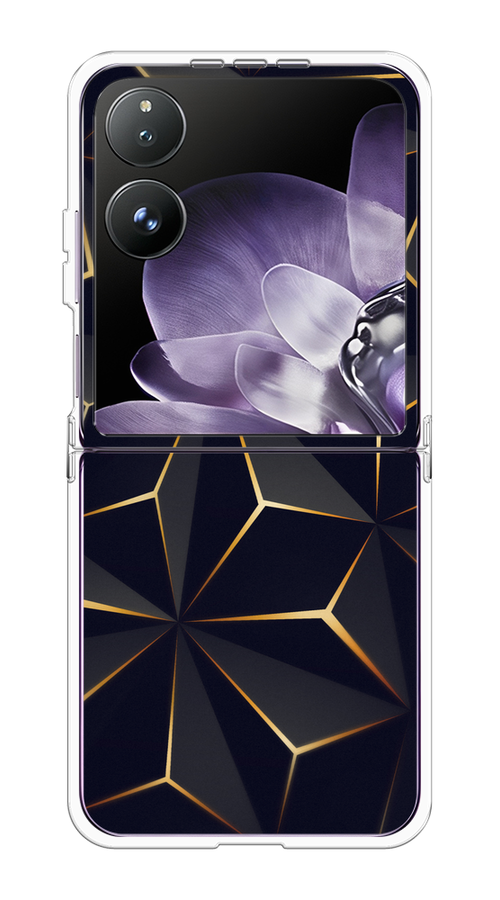 

Чехол на Xiaomi Mix Flip "Черные полигоны", Золотистый;черный, 323150-1