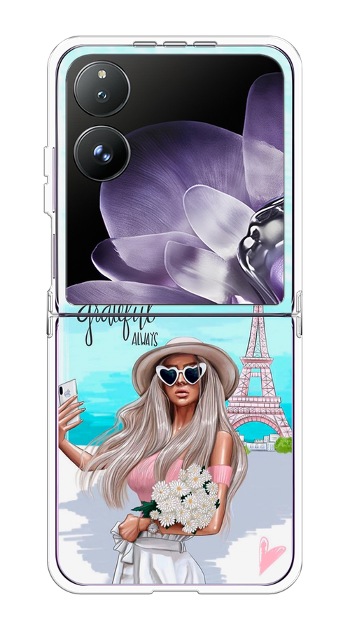 

Чехол на Xiaomi Mix Flip "Селфи Париж", Голубой;бежевый, 323150-1