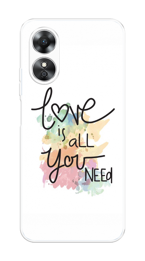 

Чехол на Oppo A17 "Love is all you need", Белый;черный;зеленый, 2512050-1