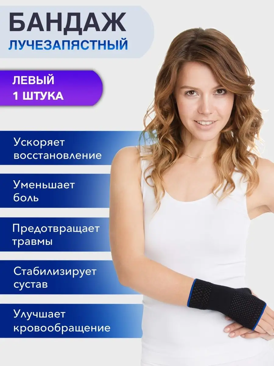 

Бандаж HABIC SPORT на запястье, черный с синим, левый, р-р 2, Синий;черный, левый
