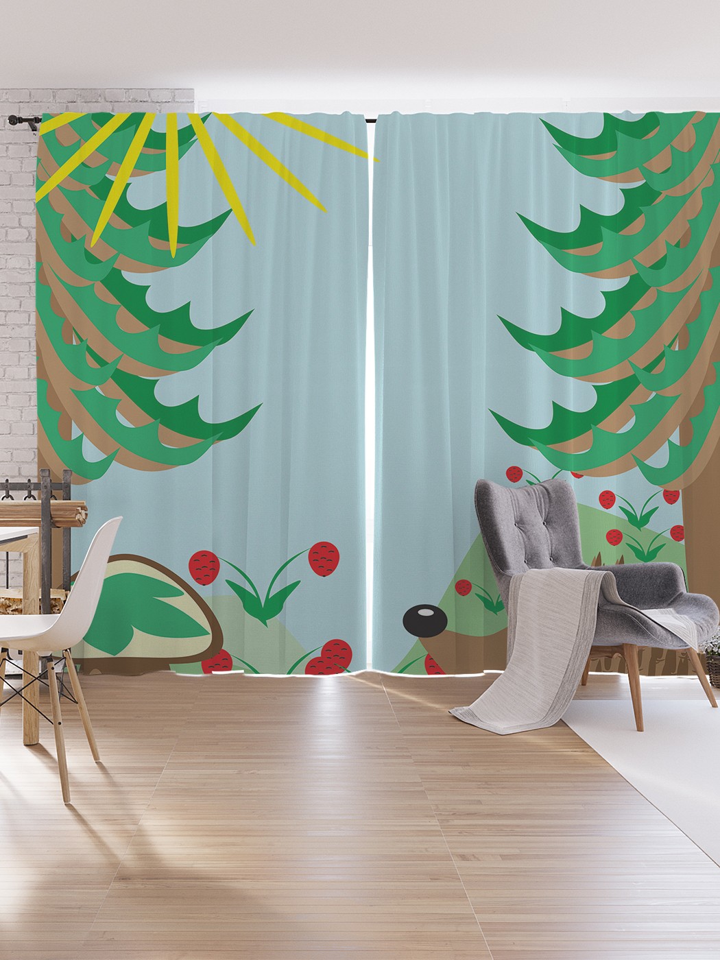 

Шторы под лён JoyArty "Ягоды на полянке", серия Oxford DeLux, 340х265 см, Ягоды на полянке