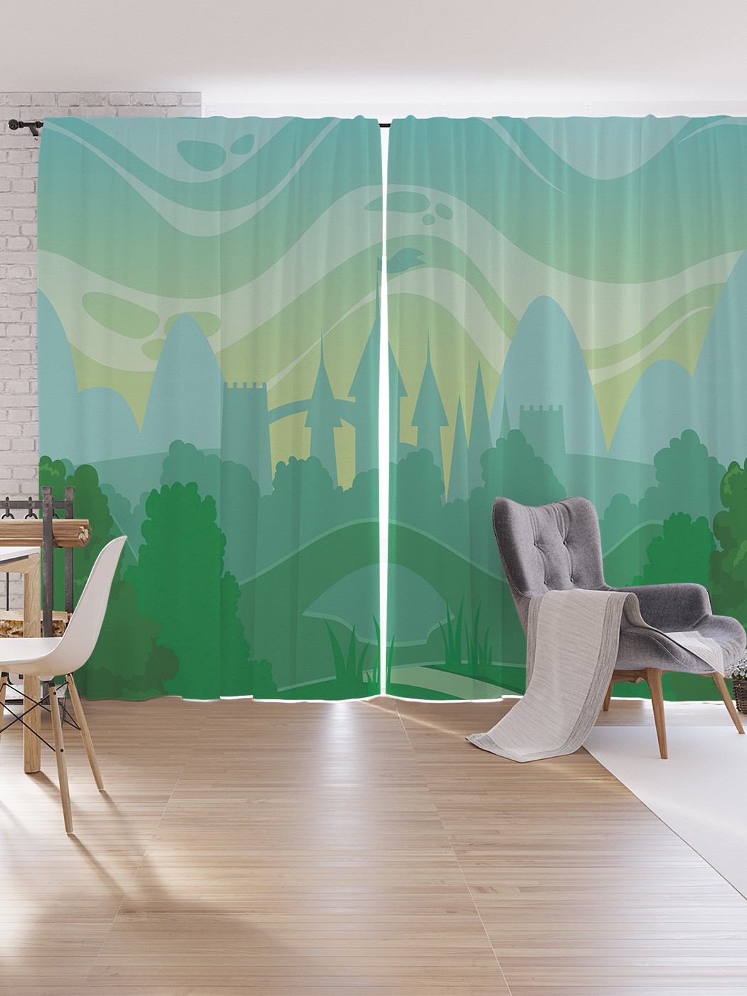 

Шторы под лён JoyArty "Призрачный город", серия Oxford DeLux, 340х265 см, Призрачный город