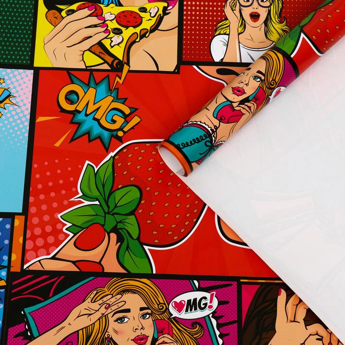 

Бумага упаковочная глянцевая "pop art" ,2 листа , 50 × 70 см, Упаковка Pop-art