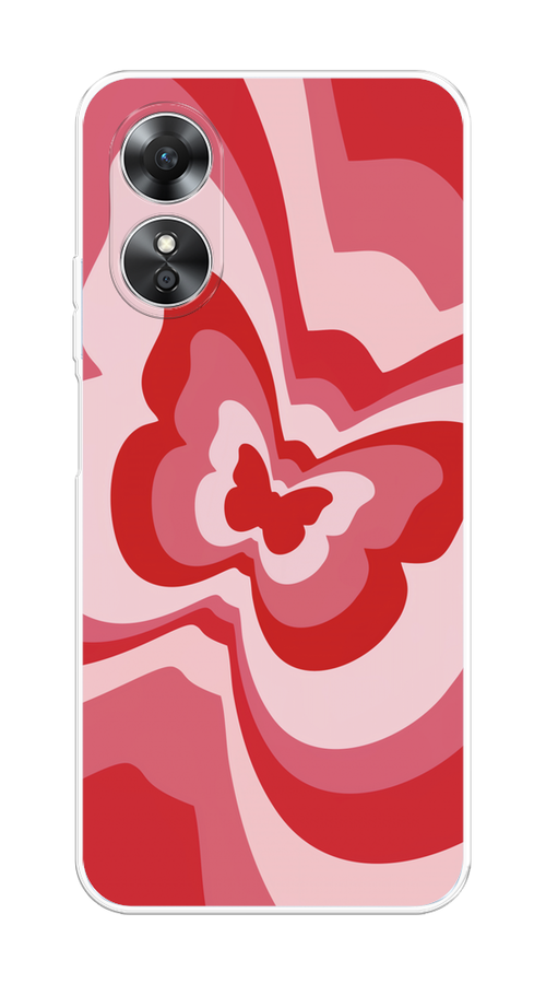

Чехол на Oppo A17 "Бабочка в стиле хиппи", Красный;розовый, 2512050-1