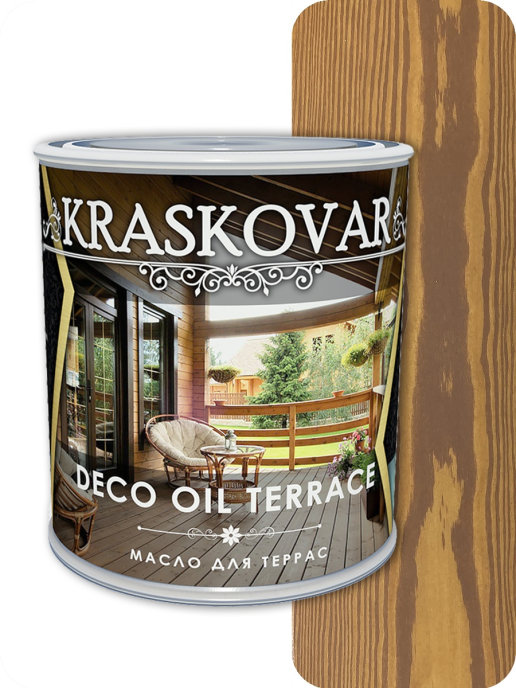 фото Масло для террас kraskovar deco oil terrace миндаль 0,75л