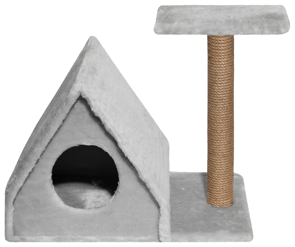 Домик для кошек PetshopRu Грю, серый, 54x37x62см