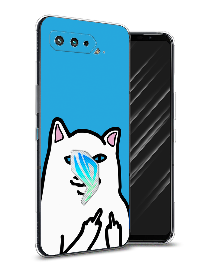 

Чехол Awog на Asus ROG Phone 5 "Кот жесть", Белый;голубой;черный, 44250-9