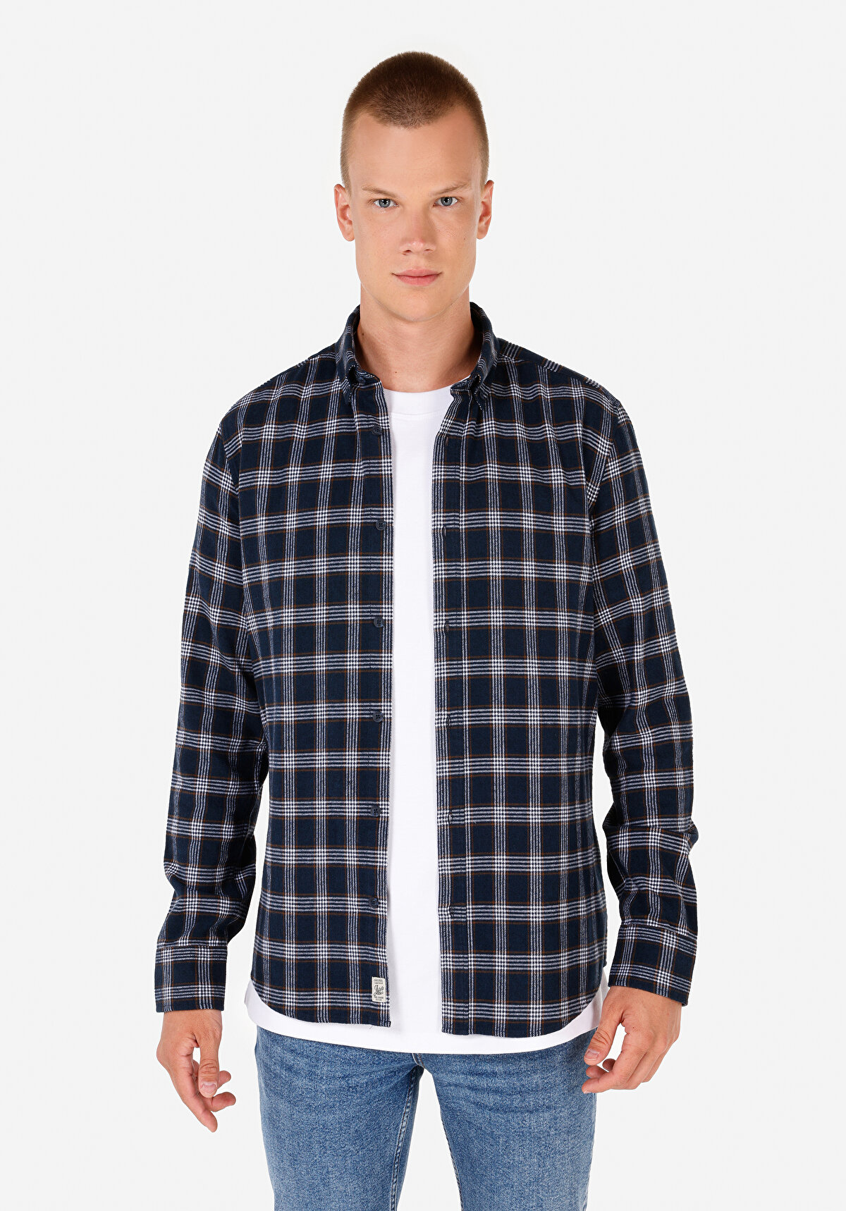 

Рубашка мужская Colin's CL1069833 синяя 2XL, Синий, CL1069833