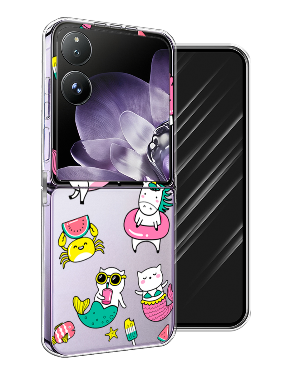 

Чехол Awog на Xiaomi Mix Flip "На отдыхе", Белый;бирюзовый;розовый, 323150-1