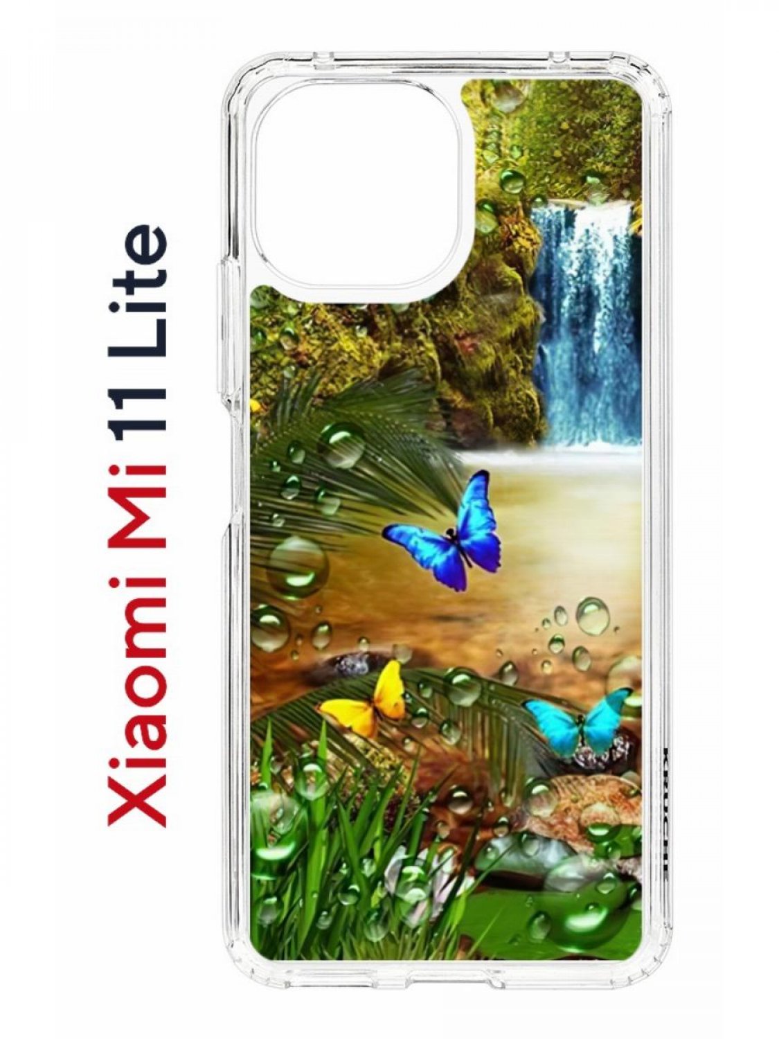 Чехол на Xiaomi Mi 11 Lite Kruche Print Водопад,противоударный бампер,с защитой камеры