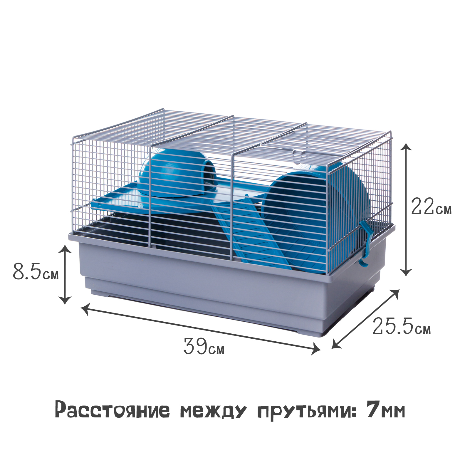 Клетка для грызунов Voltrega (114G), голубая, 39х25.5х22см