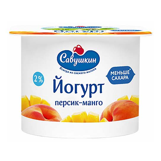 Йогурт Савушкин персик-манго 2 БЗМЖ 120 г 26₽