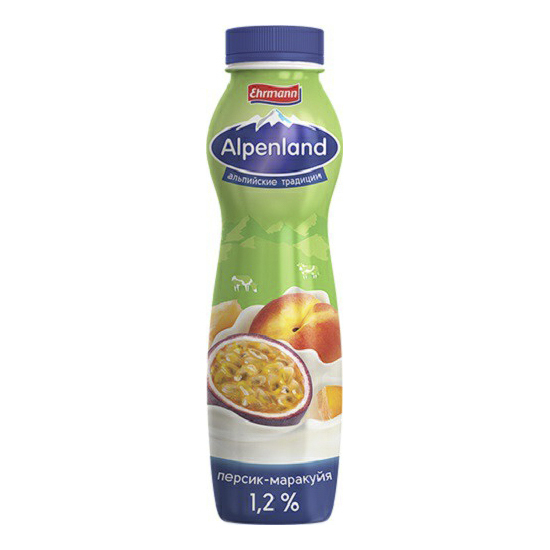 Питьевой йогурт Alpenland персик-маракуйя 1,2% БЗМЖ 290 г