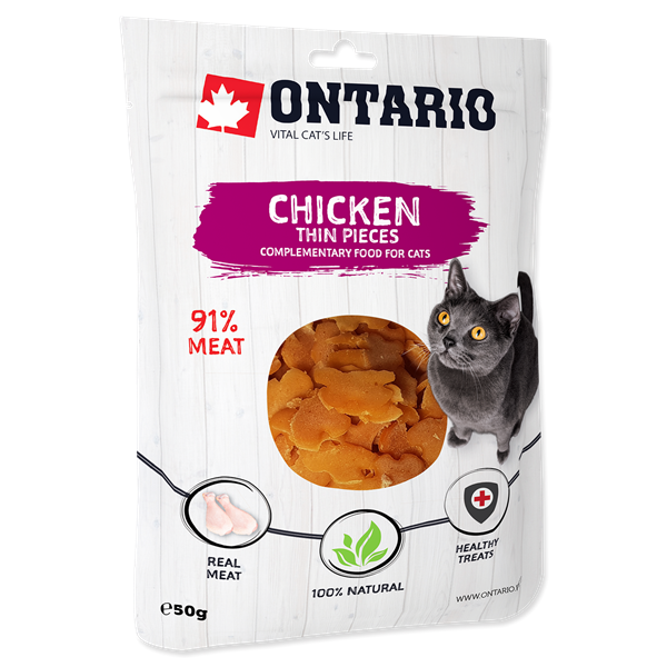 фото Лакомство для кошек ontario cat, тонкие кусочки цыплёнка, 50г