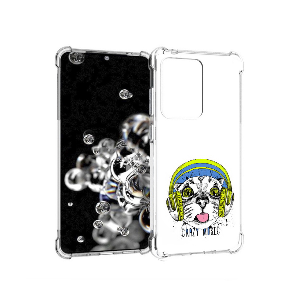Чехол MyPads Tocco для Samsung Galaxy S20 Ultra кошка в наушниках рисунок