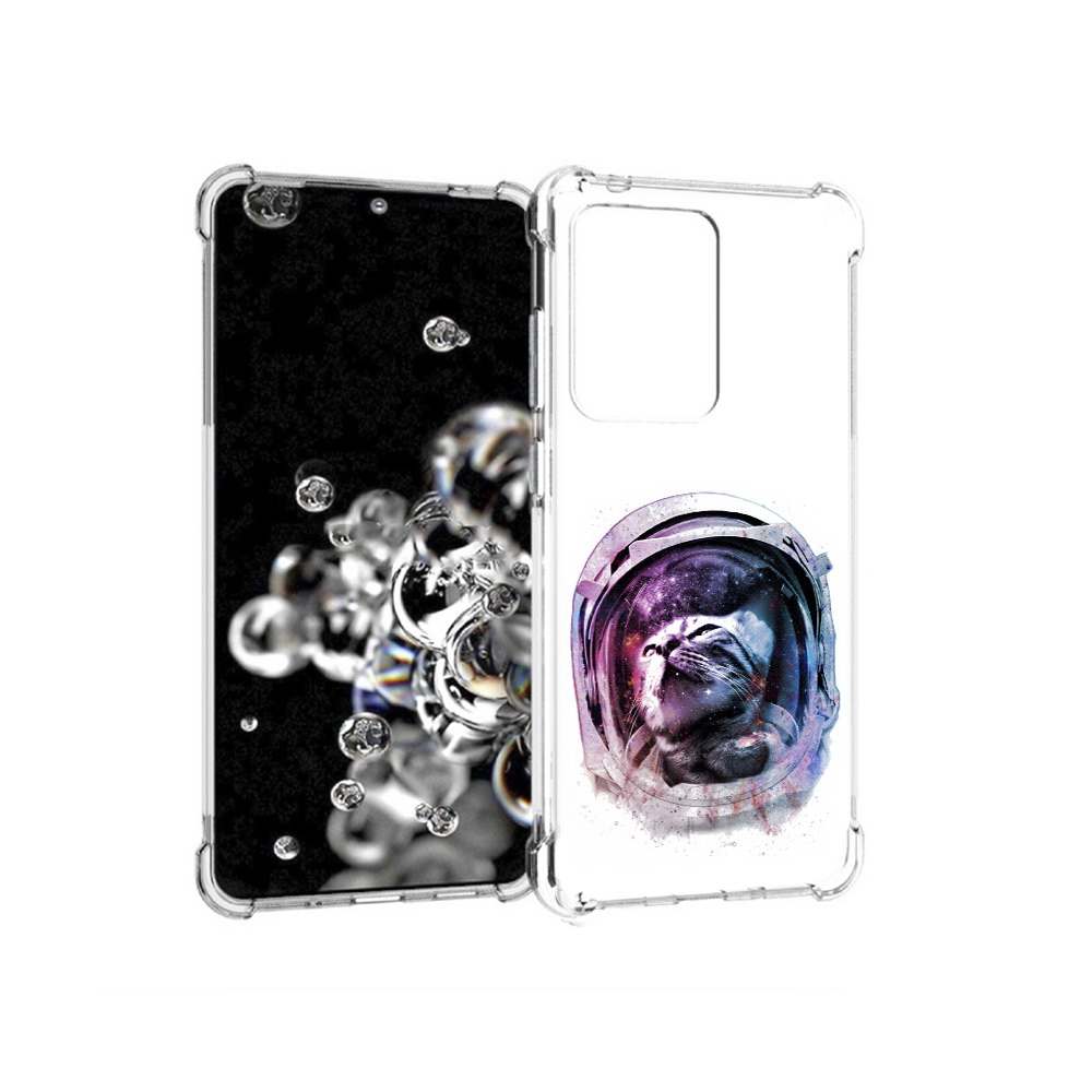 

Чехол MyPads Tocco для Samsung Galaxy S20 Ultra кот в шлеме (PT144384.494.396), Прозрачный, Tocco