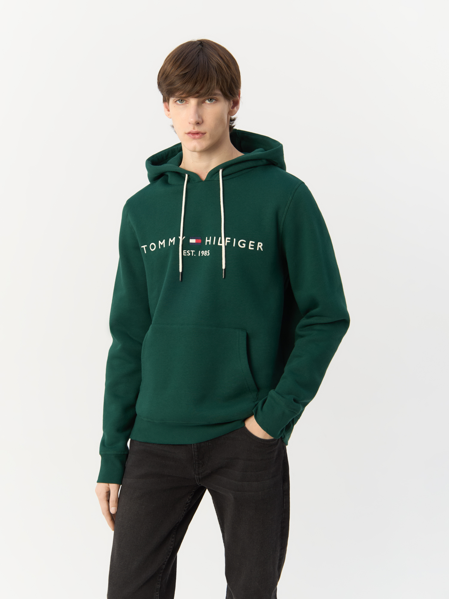 Худи мужское Tommy Hilfiger Tommy Logo Hoody MW0MW11599 зеленое 2XL