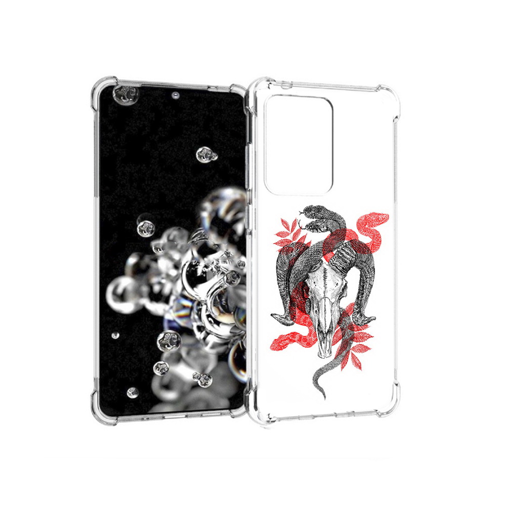 

Чехол MyPads Tocco для Samsung Galaxy S20 Ultra змея в черепе рисунок (PT144384.494.365), Прозрачный, Tocco