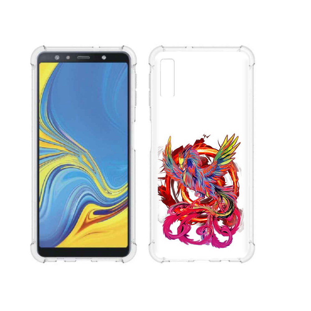 

Чехол MyPads Tocco для Samsung Galaxy A7 (2018) красочный феникс (PT95255.558.414), Прозрачный, Tocco