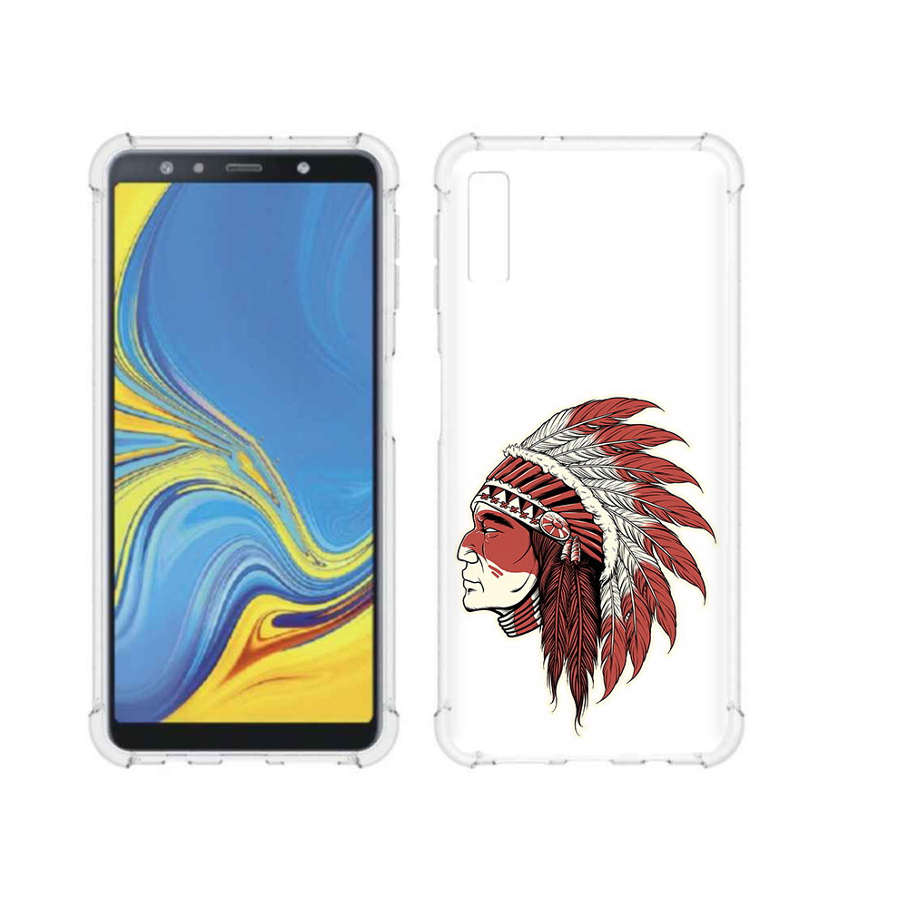 

Чехол MyPads Tocco для Samsung Galaxy A7 (2018) красный индеец (PT95255.558.411), Прозрачный, Tocco