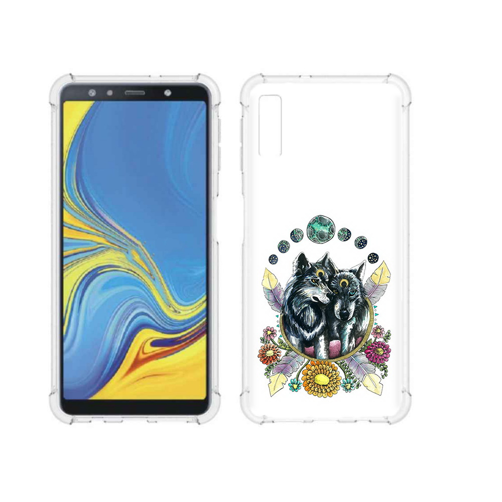 

Чехол MyPads Tocco для Samsung Galaxy A7 (2018) красивые волки абстракция, Прозрачный, Tocco