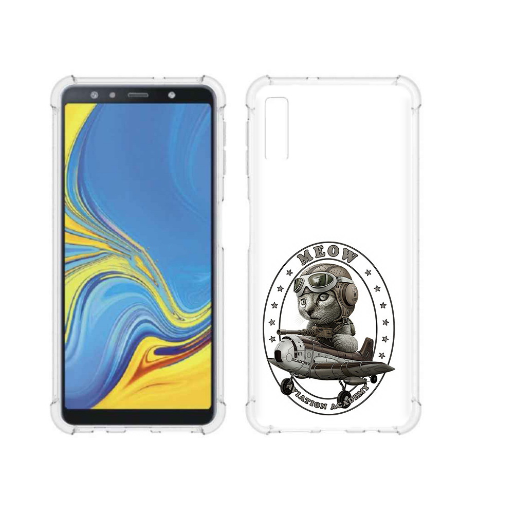 

Чехол MyPads Tocco для Samsung Galaxy A7 (2018) кот в самолете (PT95255.558.395), Прозрачный, Tocco