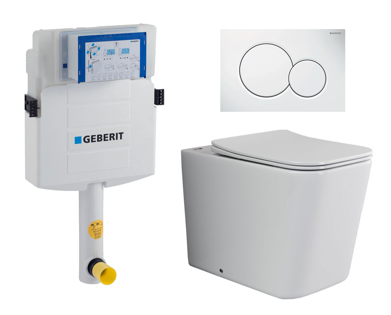 

Комплект: смывной бачок Geberit Duofix + унитаз Cubic Rimless + кнопка белая, 535774