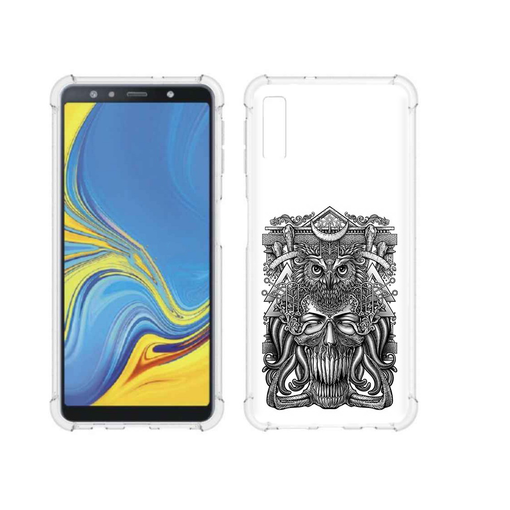 

Чехол MyPads Tocco для Samsung Galaxy A7 (2018) зубастая сова (PT95255.558.369), Прозрачный, Tocco