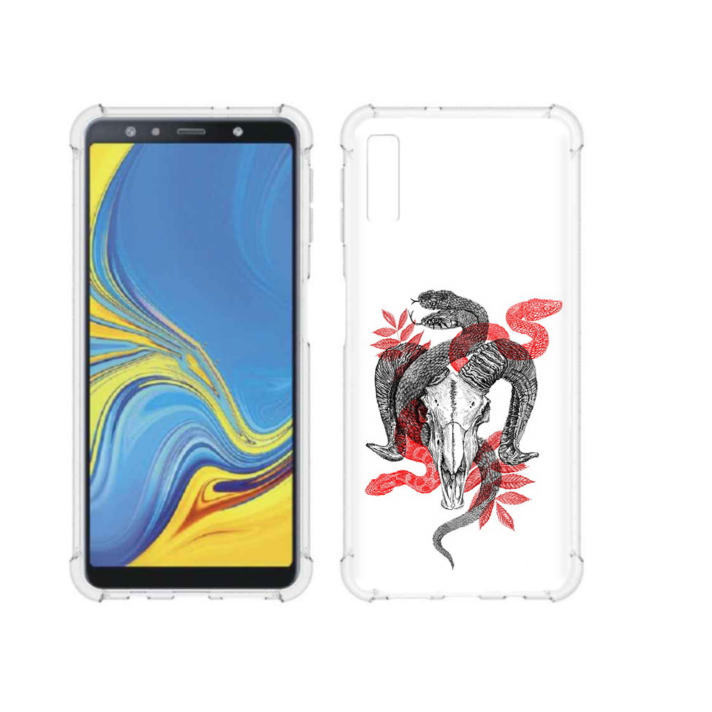 Чехол MyPads Tocco для Samsung Galaxy A7 (2018) змея в черепе рисунок (PT95255.558.365)