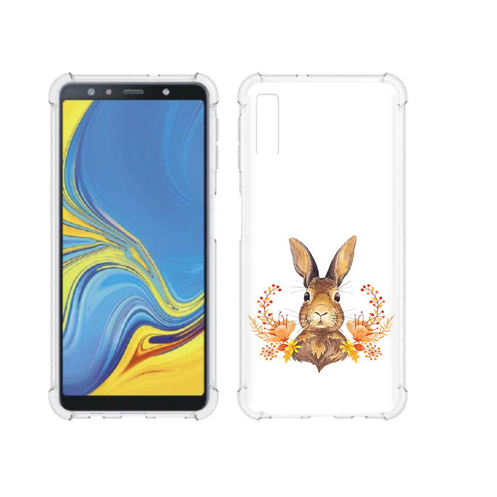 Чехол MyPads Tocco для Samsung Galaxy A7 (2018) зайка в цветах (PT95255.558.349)