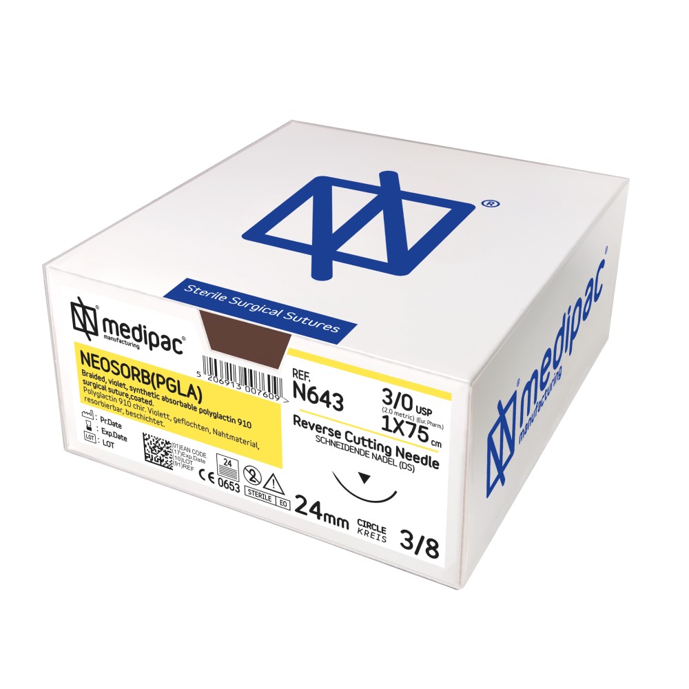 

Шовный материал Medipac NEOSORB диаметр 4,0, длина 45 см, длина иглы 16 мм, изгиб 3,8