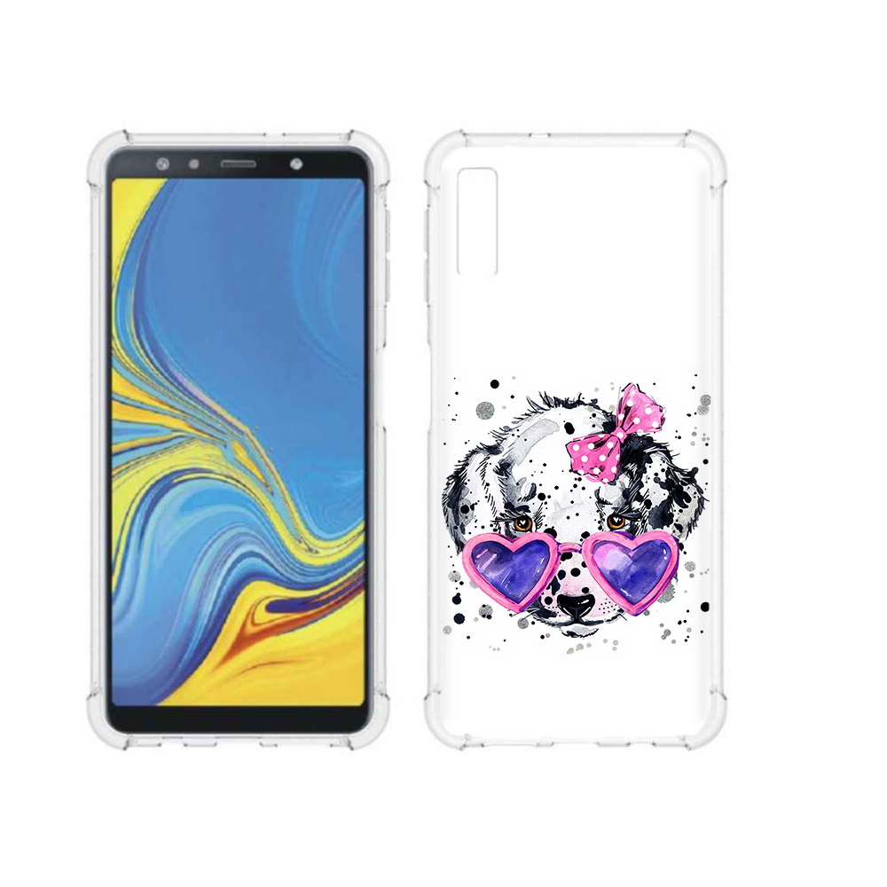 

Чехол MyPads Tocco для Samsung Galaxy A7 (2018) долматинец в очках (PT95255.558.337), Прозрачный, Tocco