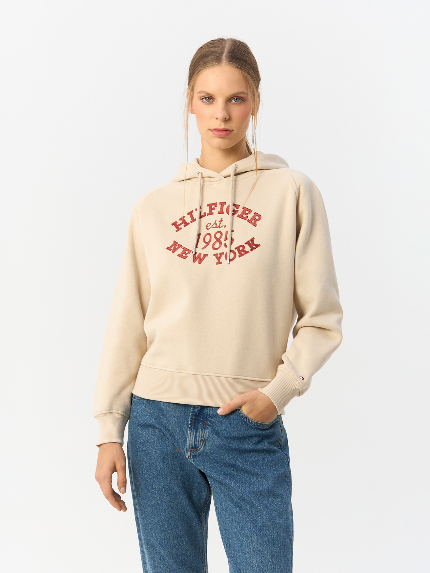 

Худи женское Tommy Hilfiger WW0WW42098 бежевое L, Бежевый, WW0WW42098